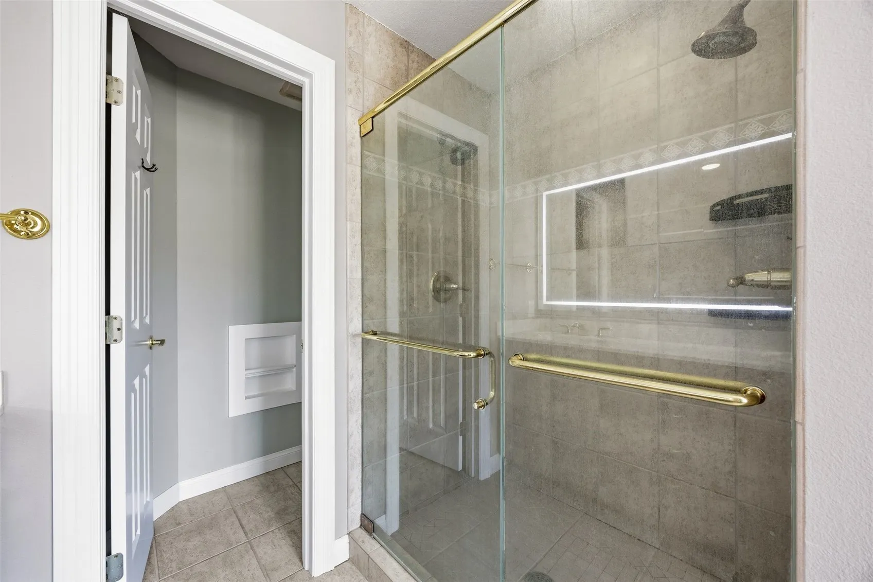 Walk in shower and private toilet