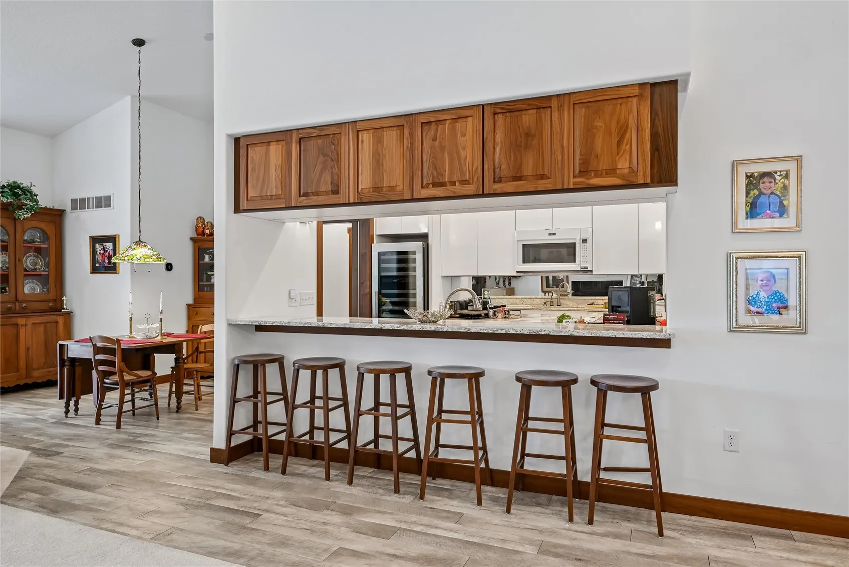 Kitchen view includes Wine refrigerator