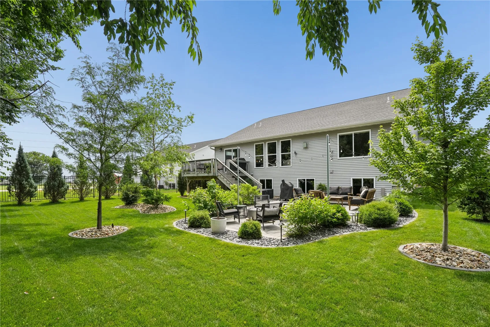 private back yard w/ extensive landscape