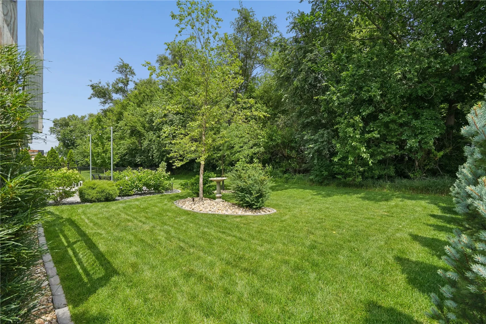 private back yard w/ mature trees at back lot line