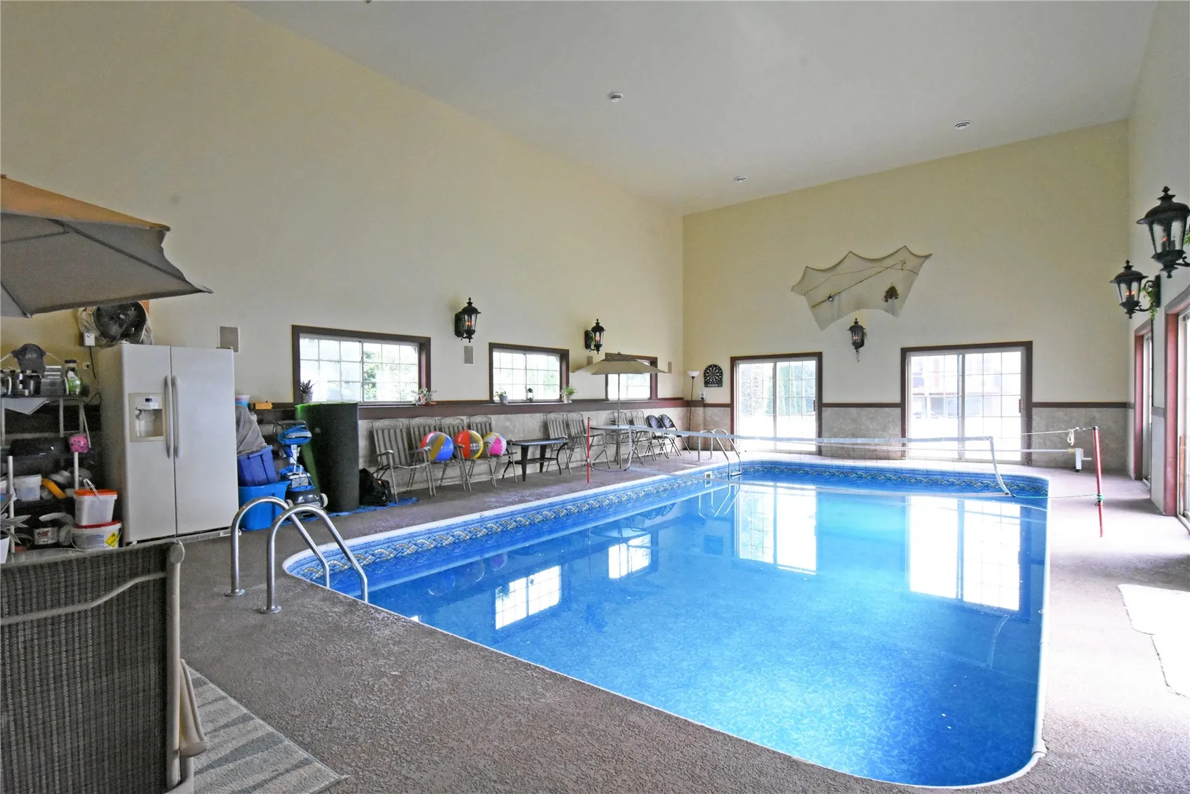 Pool room has full bath and equipment room