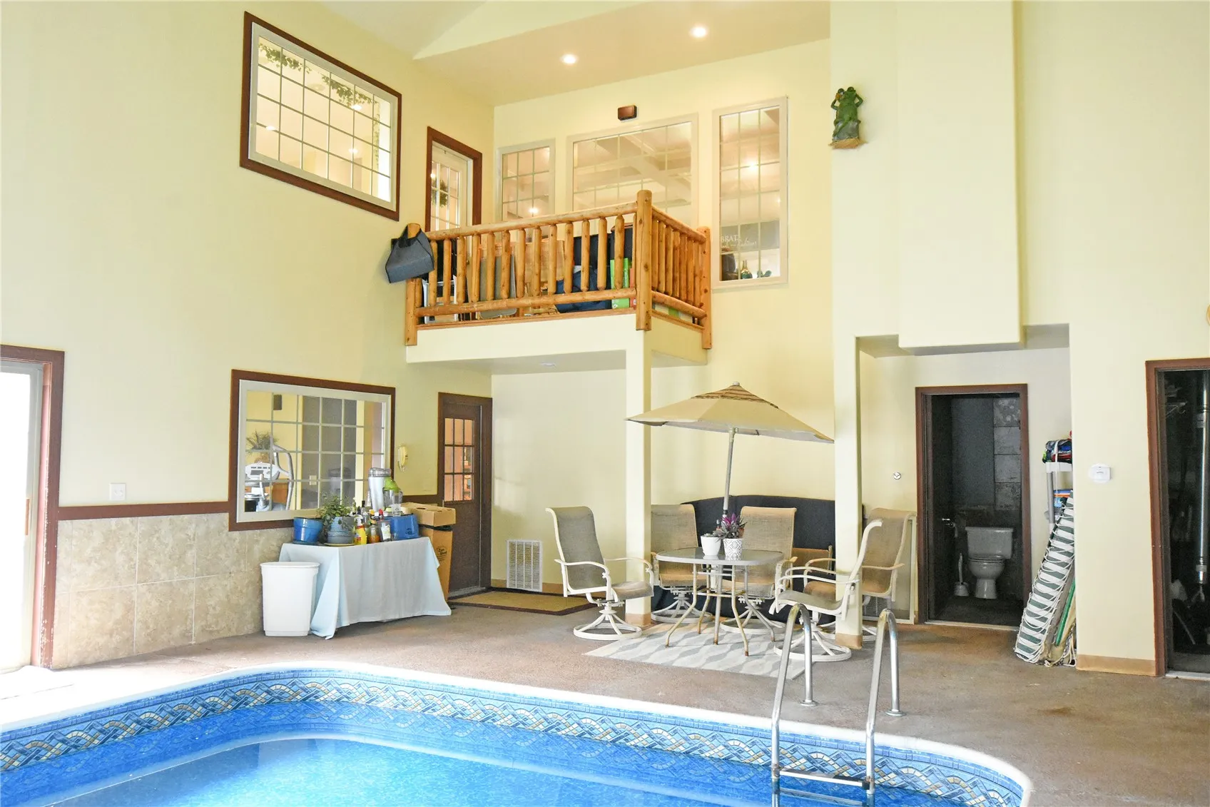 Pool room has balcony