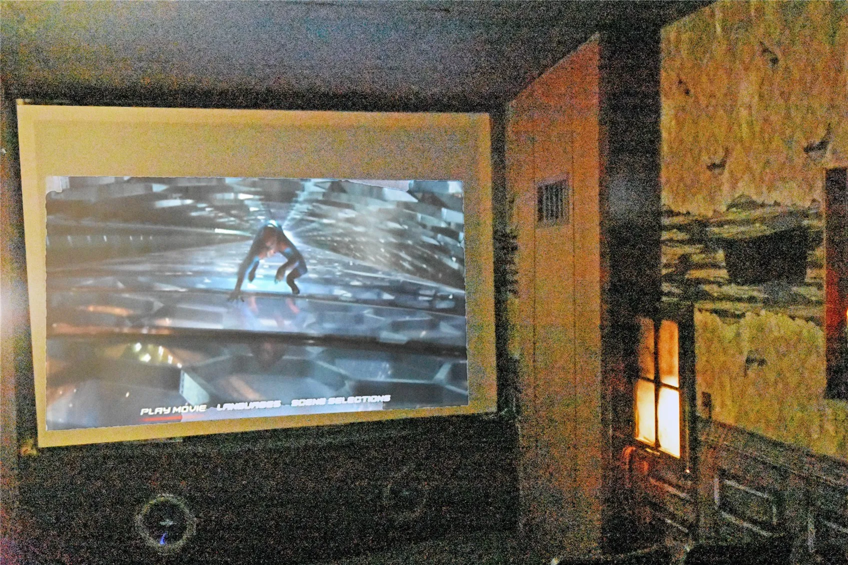 Giant screen in theater room