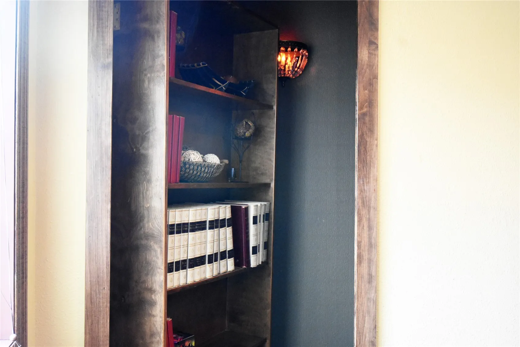 Book case hides the theater room