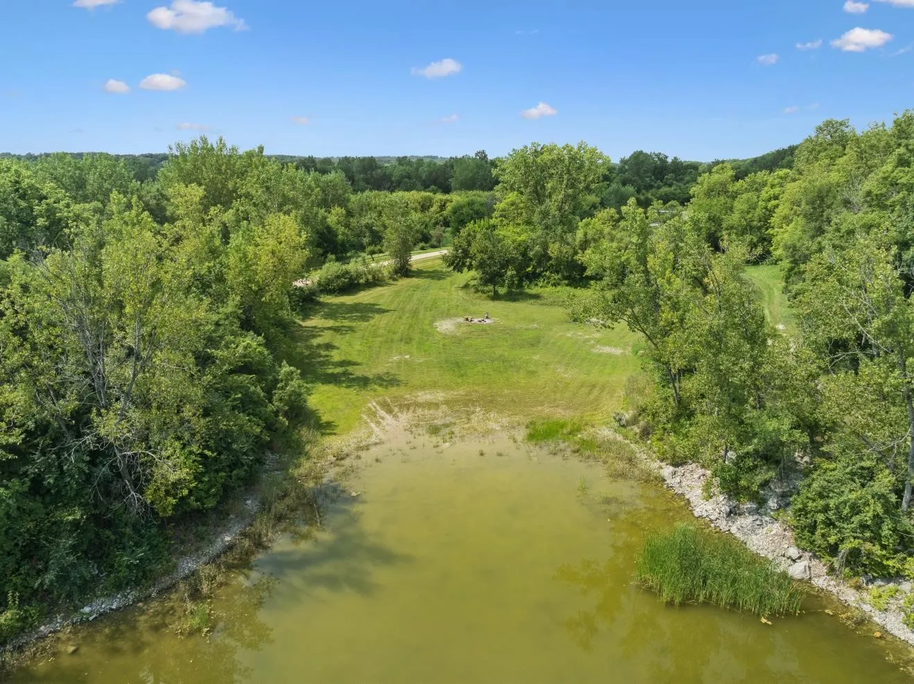 Zero entry portion of pond facing South