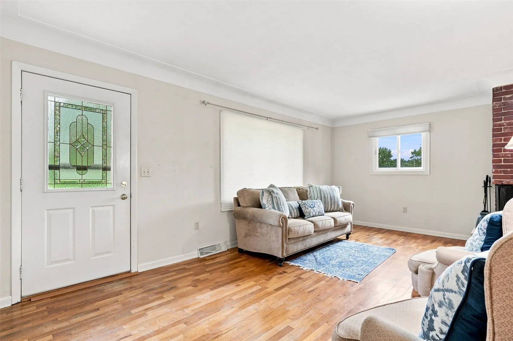 Living room with hardwood origonal flooring