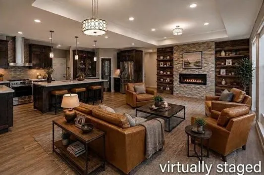 Kitchen-Living Room Staged