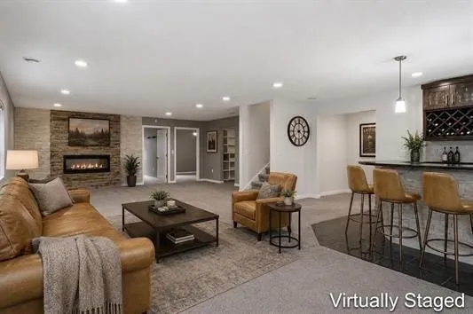 Lower Level Rec Room Staged