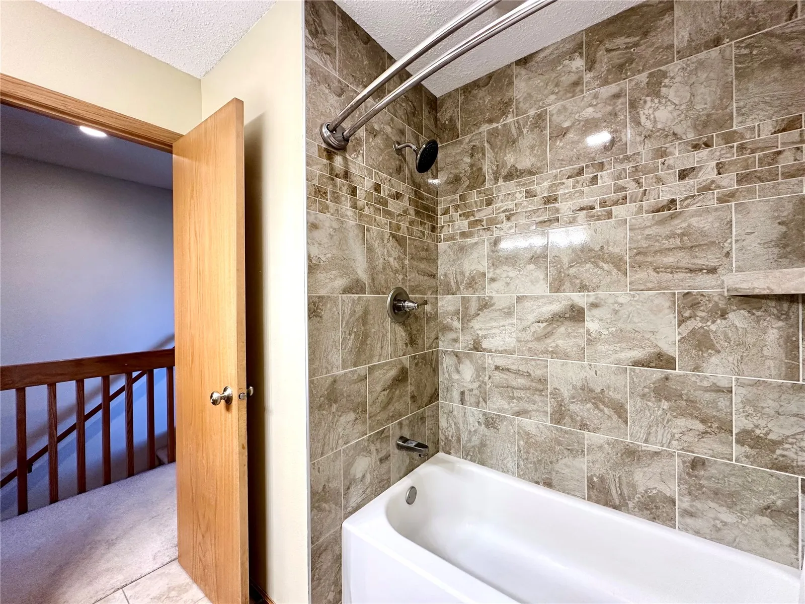 Tile Shower Upper Level Bath.