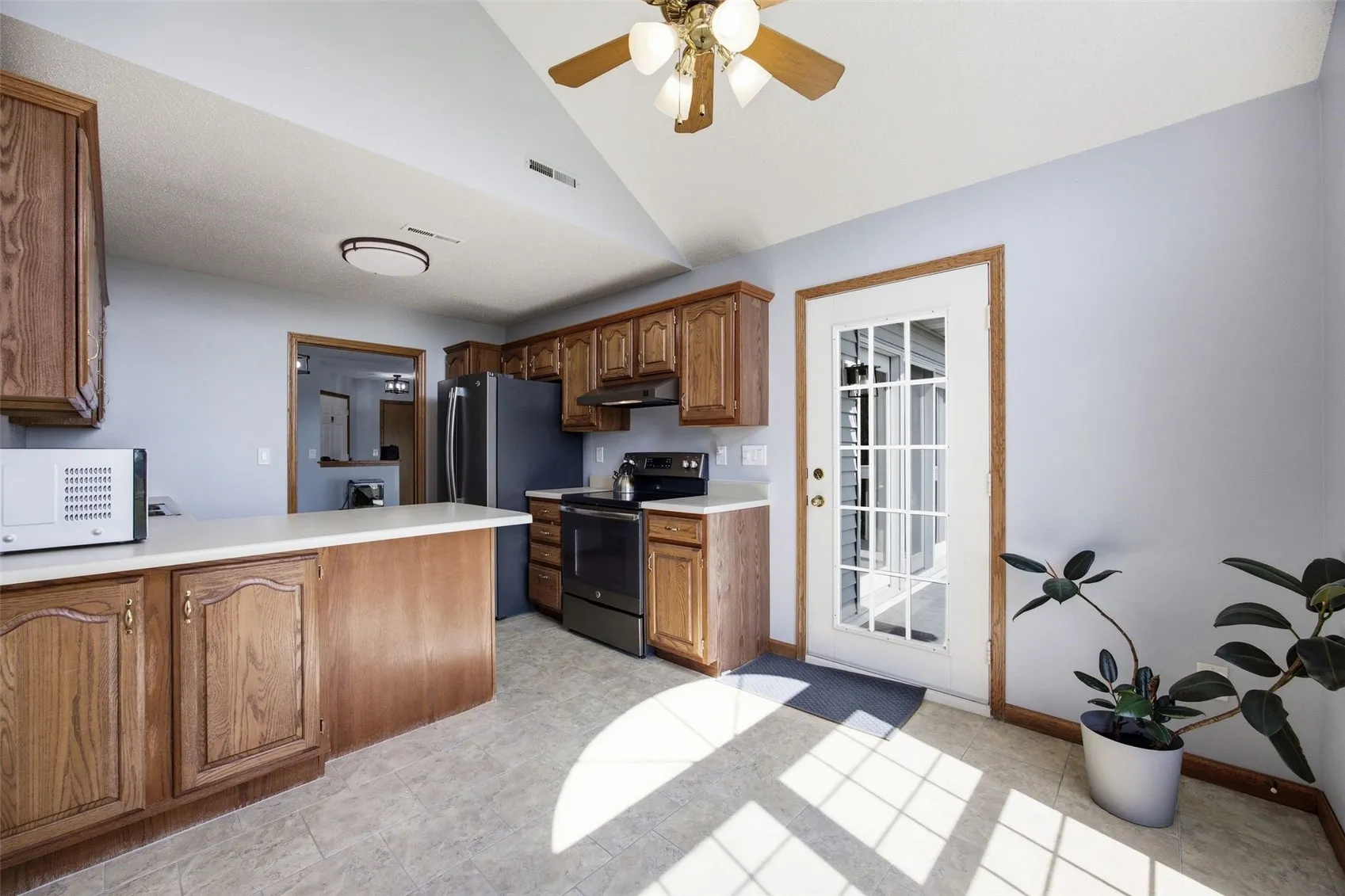 Easy access to deck from kitchen OR living room.