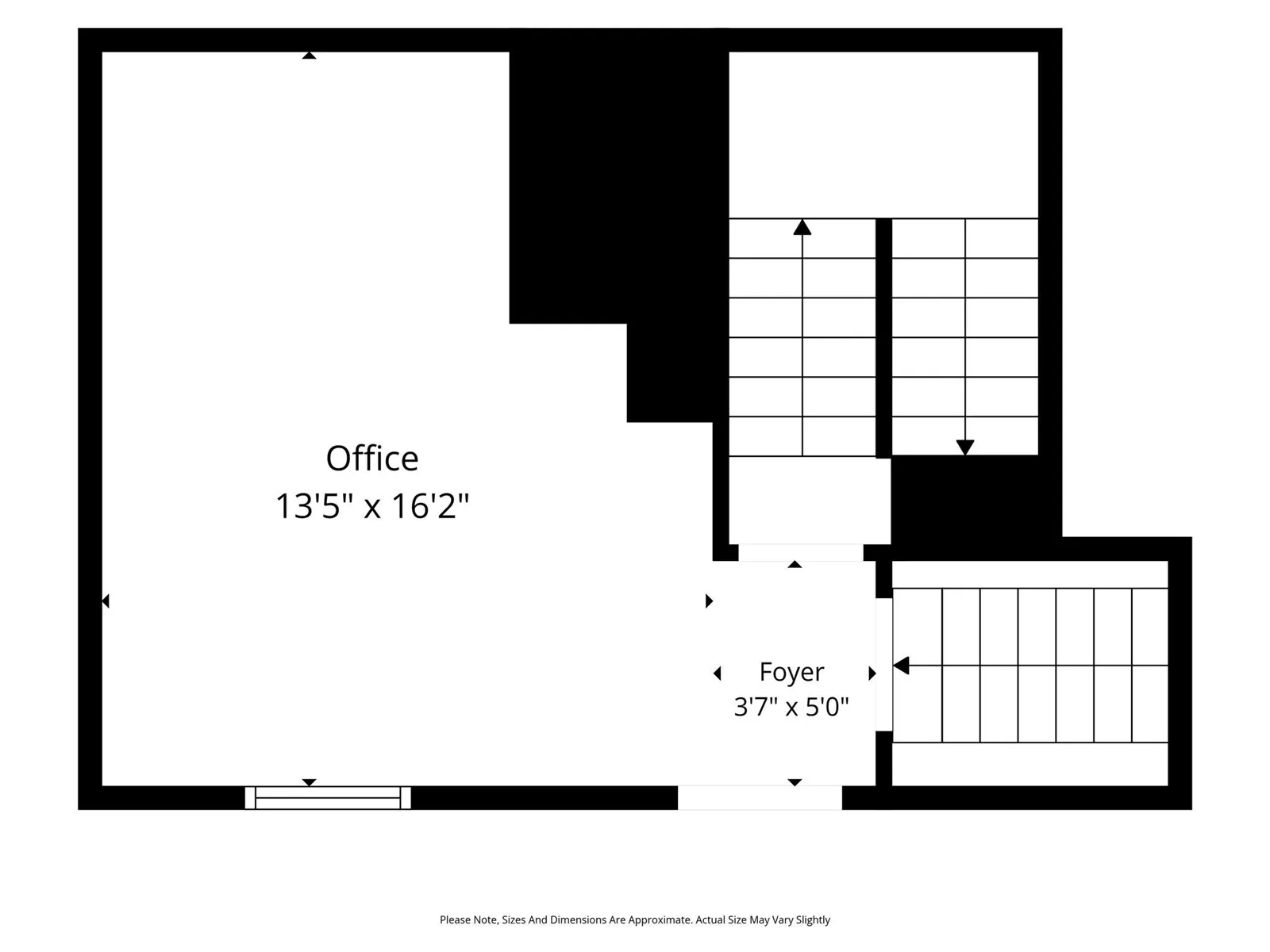 Upper Unit Office, Foyer & stairway layout