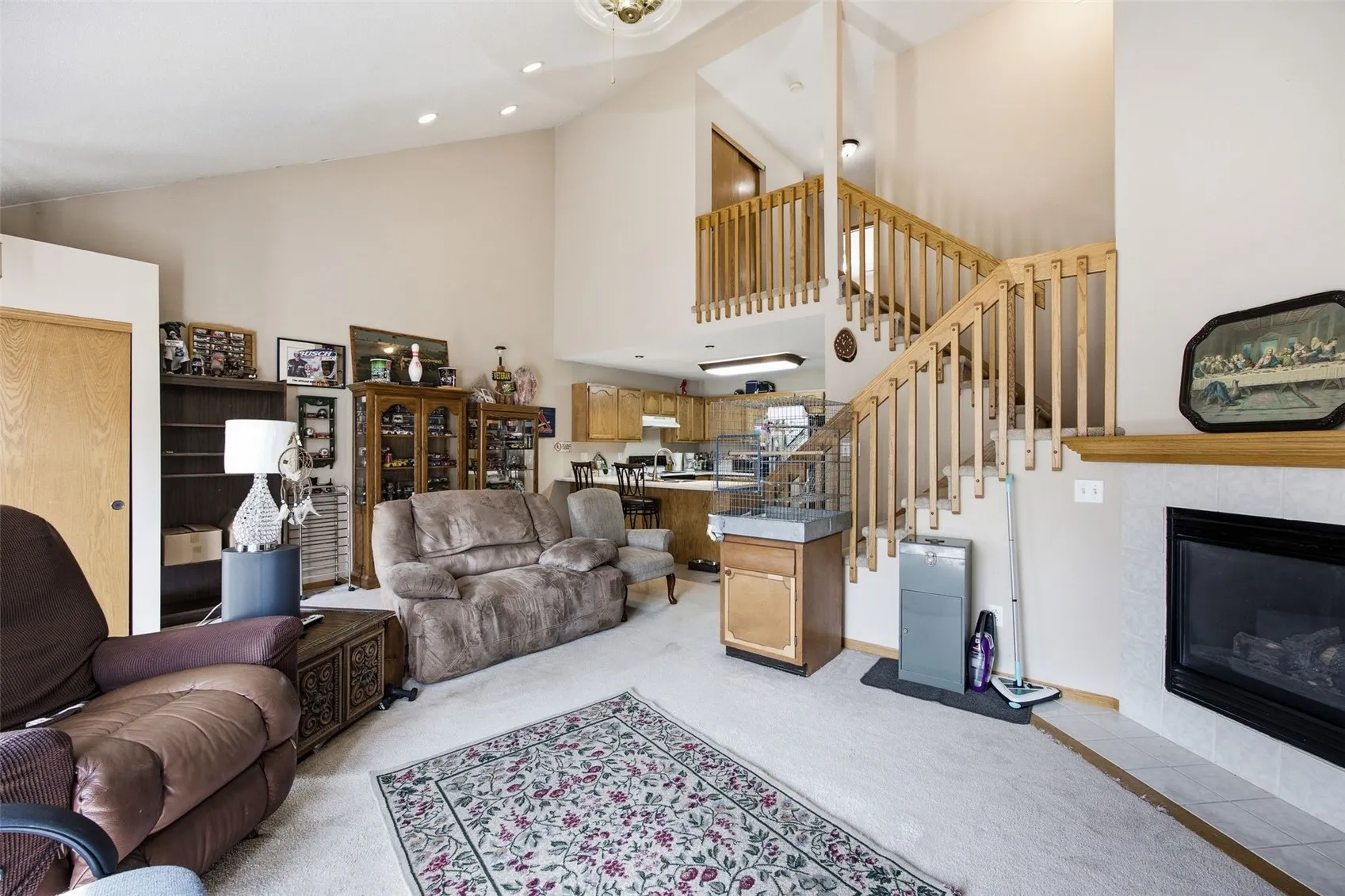 VAULTED CEILING TO VIEW FROM FAMILY ROOM.