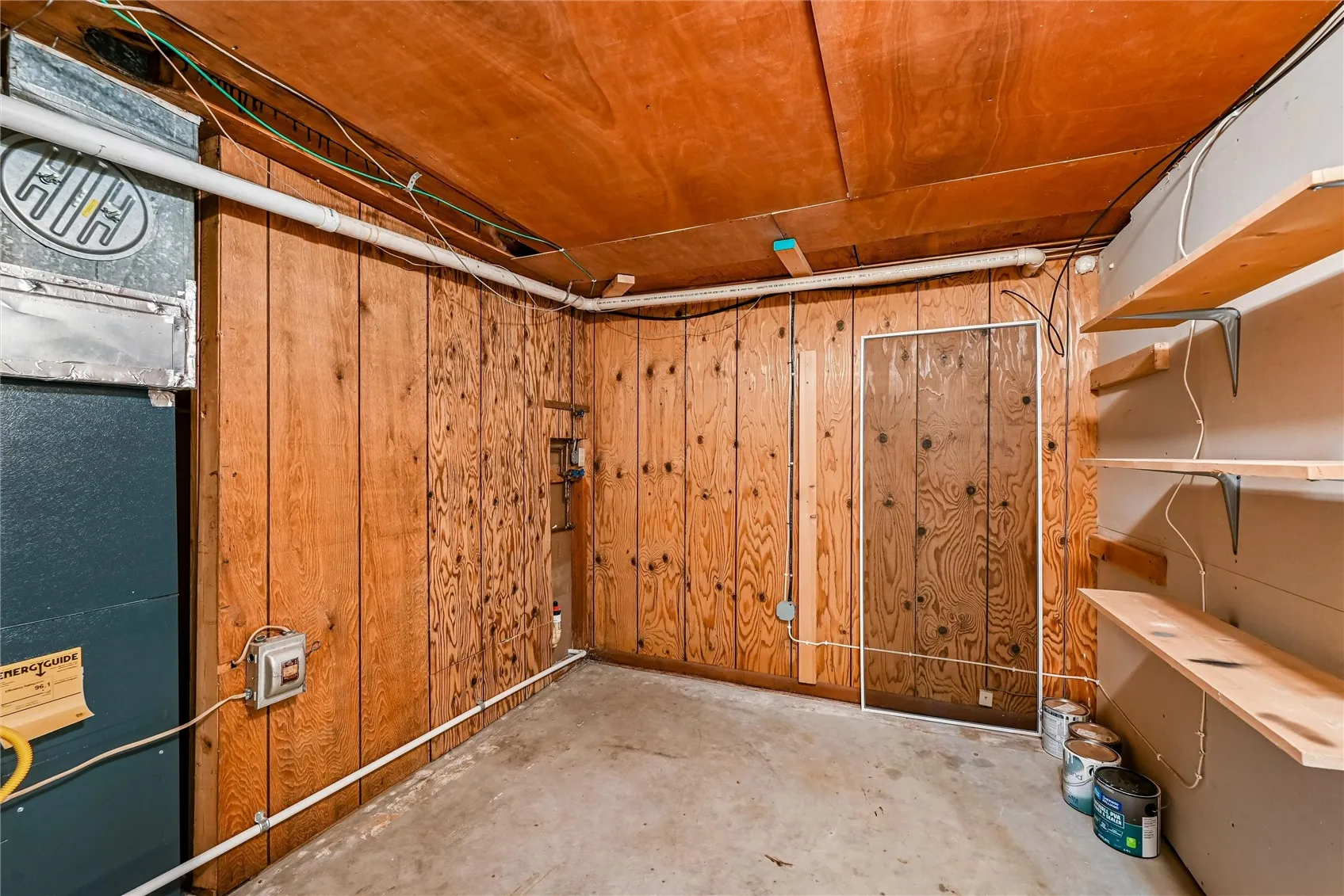 Lower level storage space & shelves