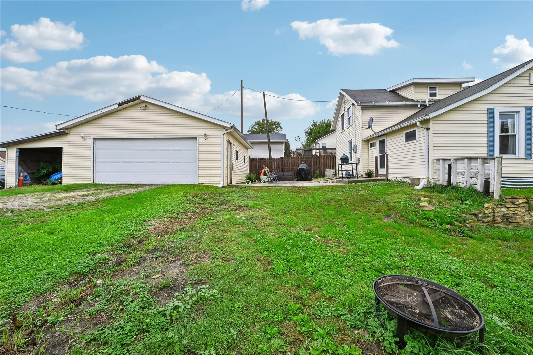 2 car garage and lean-to