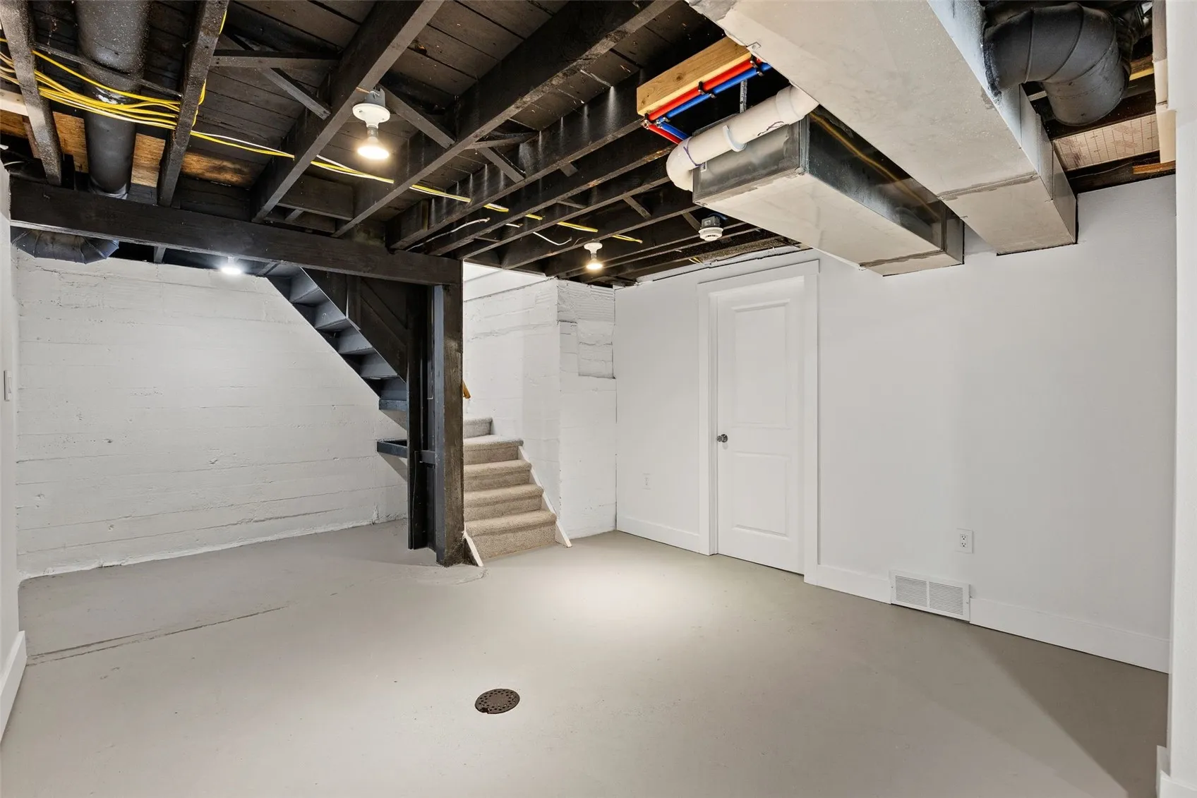 Clean dry basement with large utility room with plenty of storage - also clean and dry