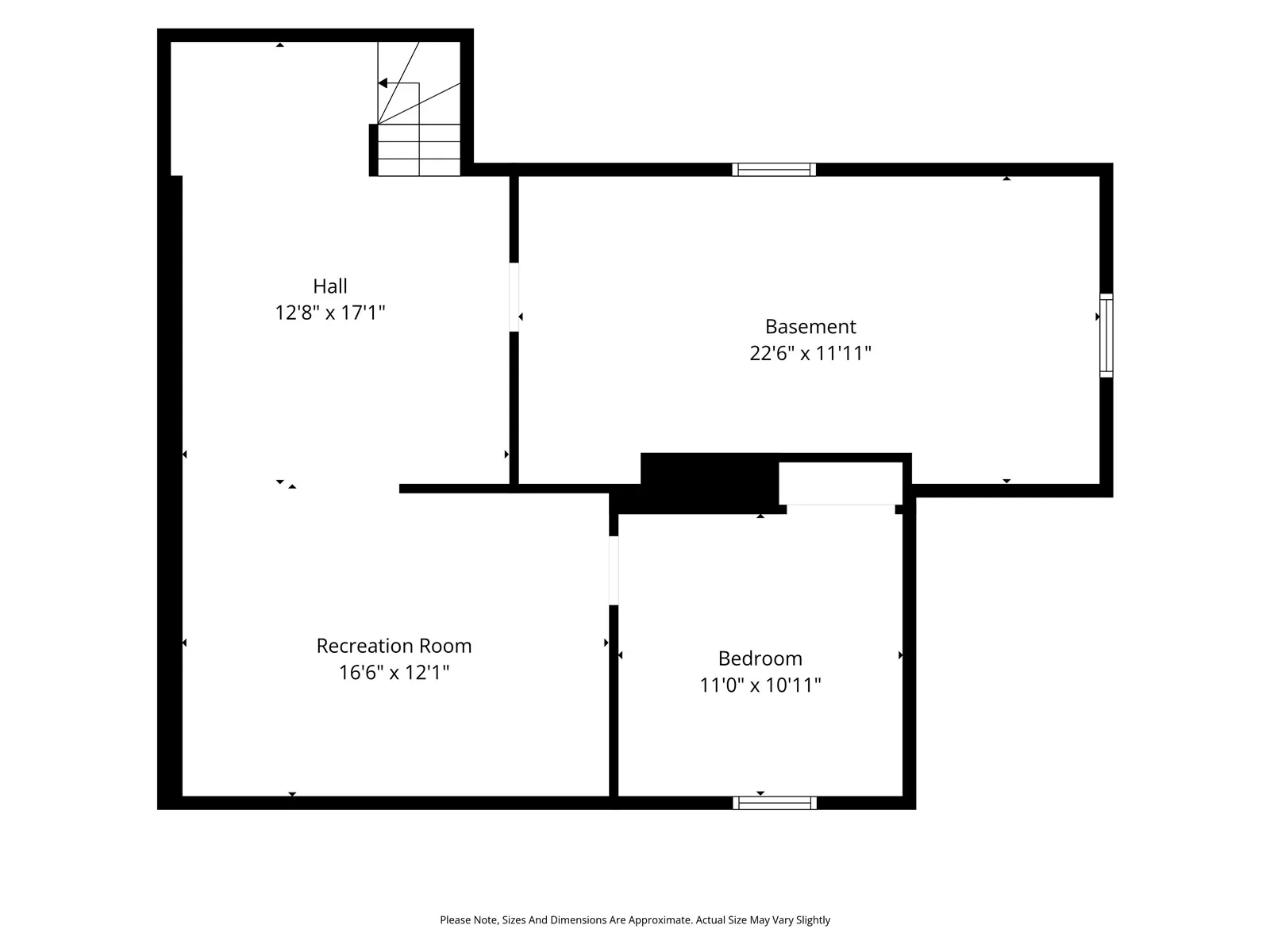 Basement with storage, utility room, rec room, and bonus non-conforming room