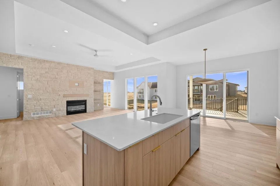view of kitchen & great room from mudroom