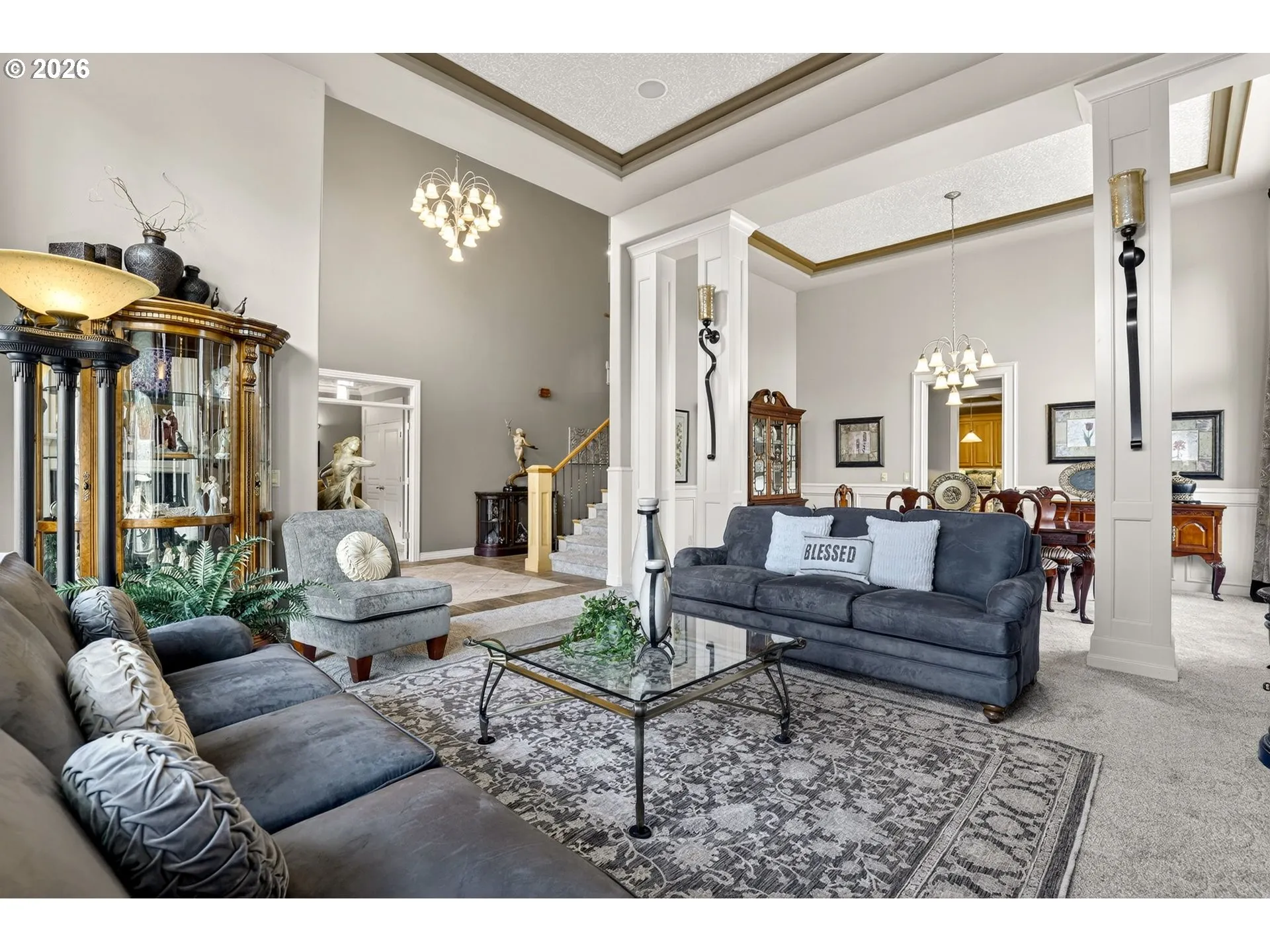 Living Room-Coffered Ceilings