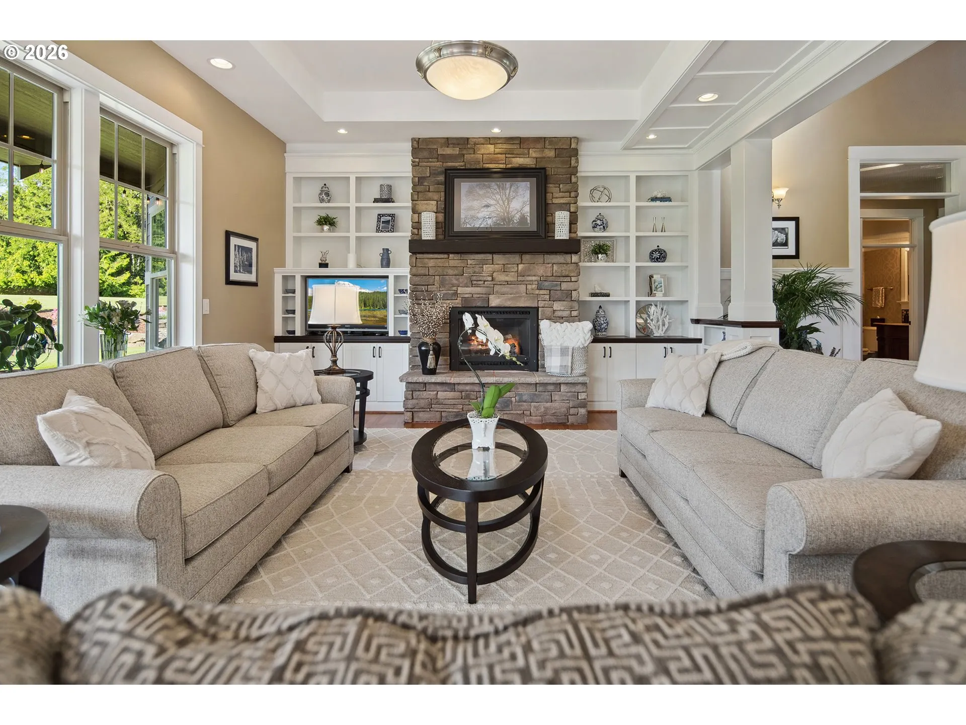 Living Room-Coffered Ceilings