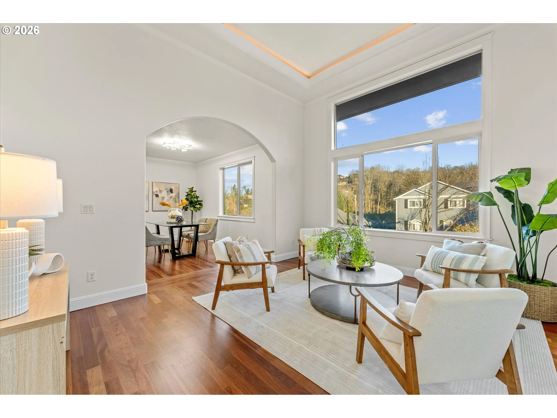 Living Room/Dining Room-Coffered Ceilings