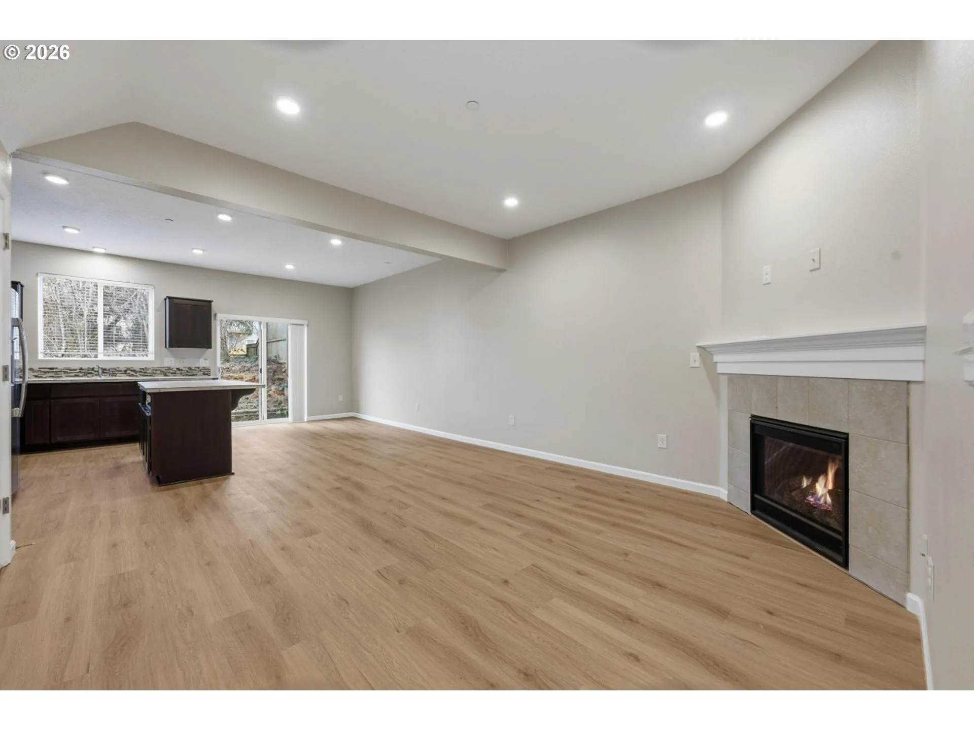 Kitchen/Living Room-Coffered Ceilings