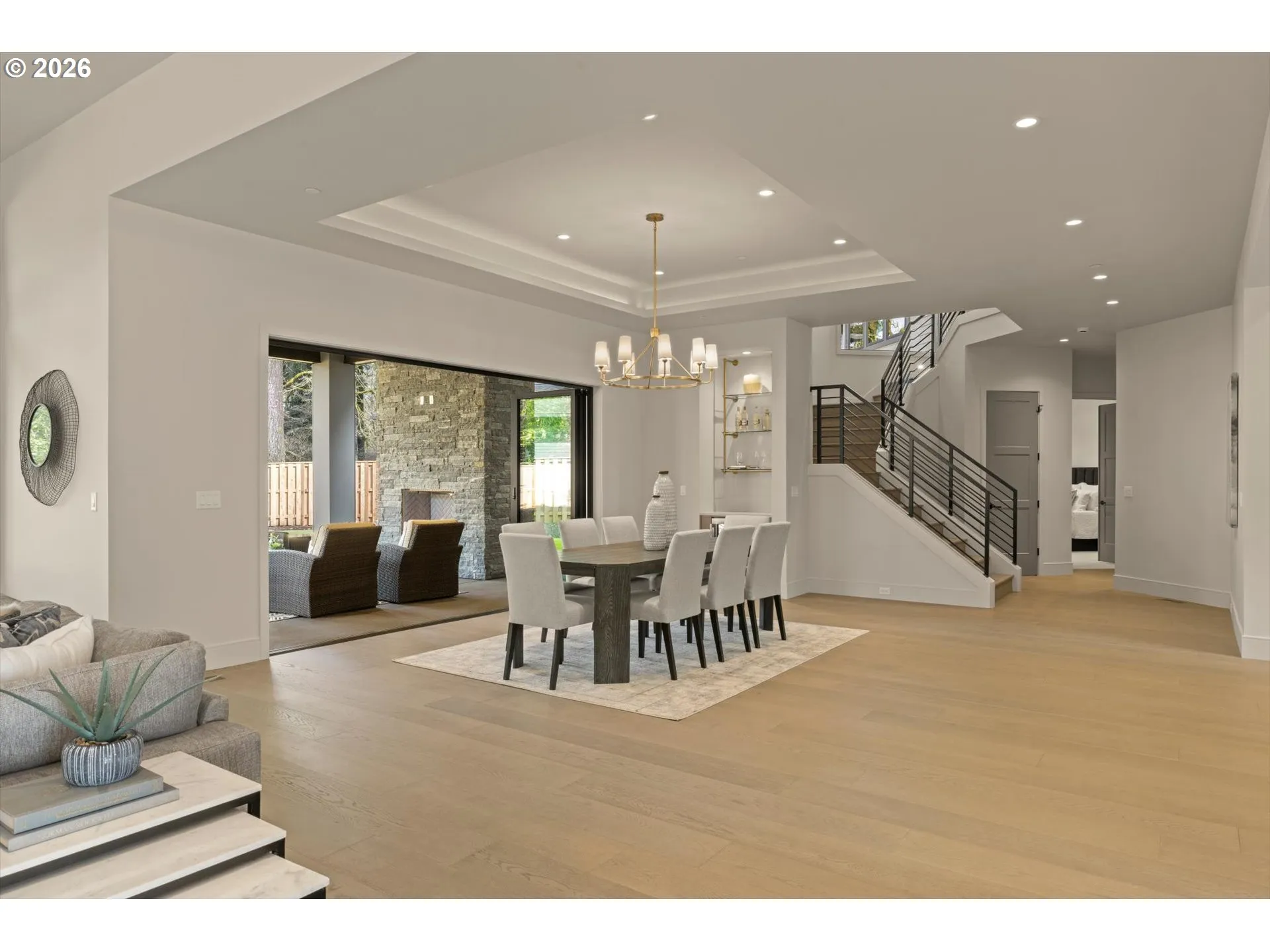 Living Room/Dining Room-Coffered Ceilings