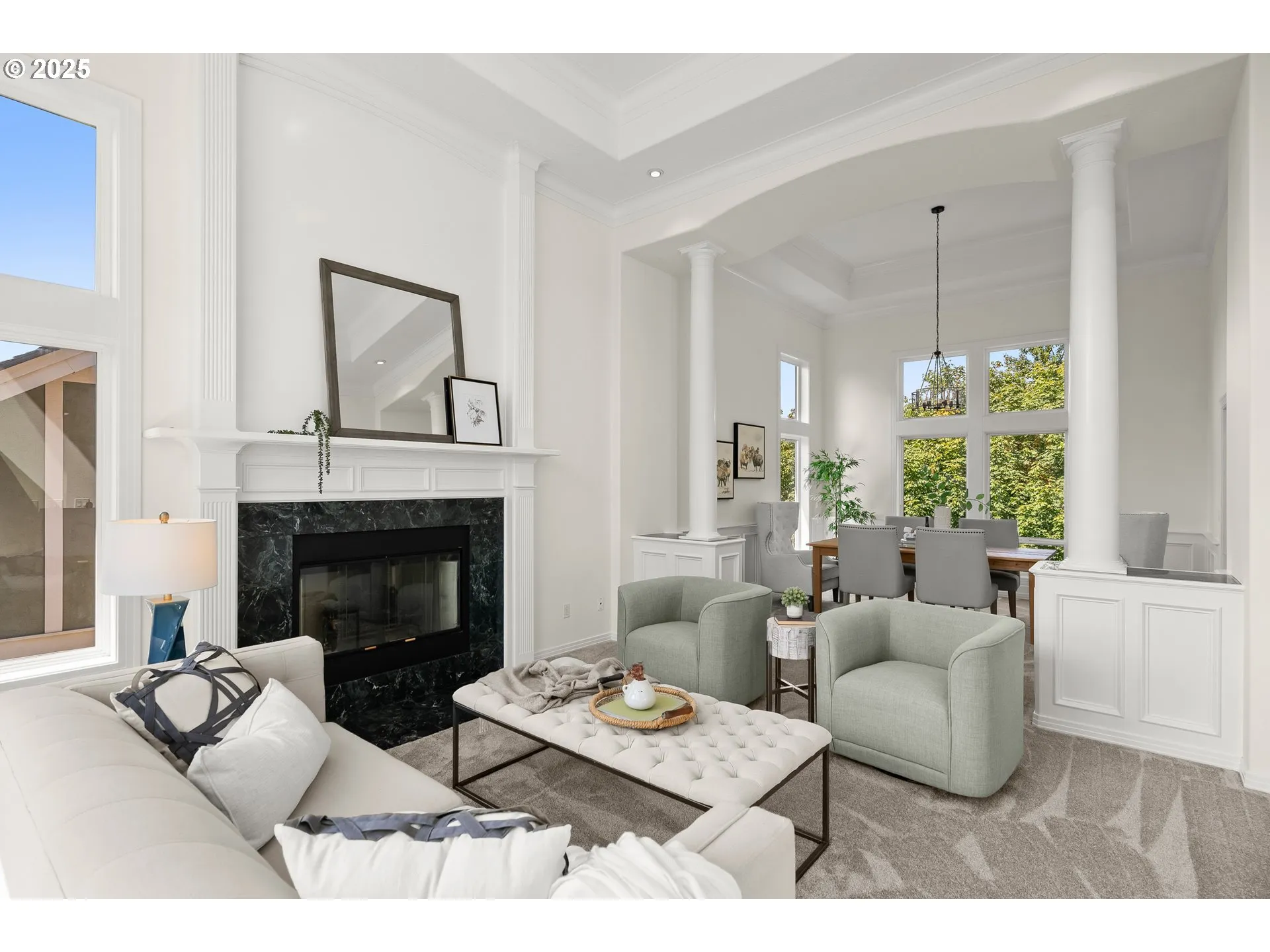 Living Room/Dining Room-Coffered Ceilings