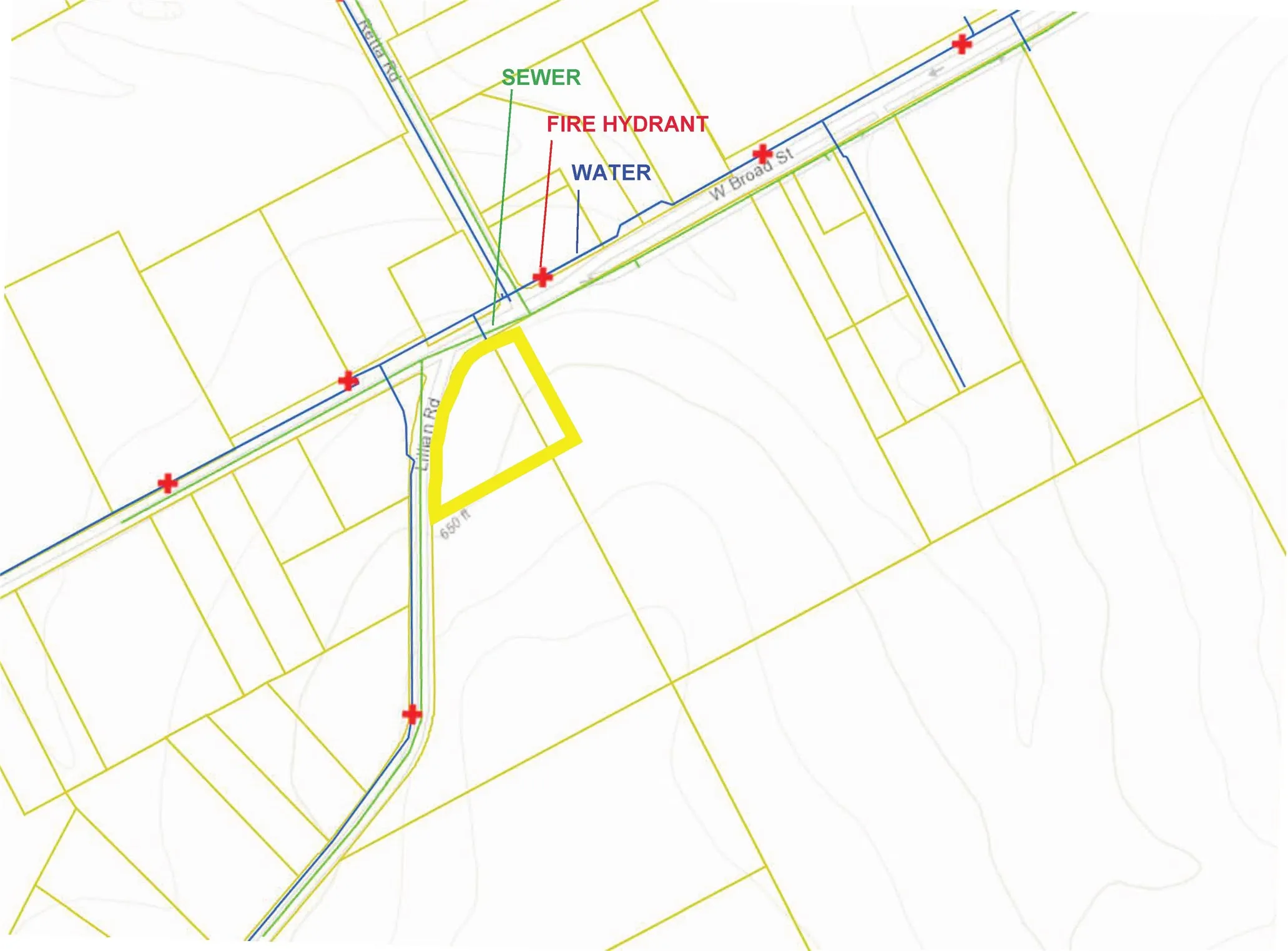 City water and sewer line map