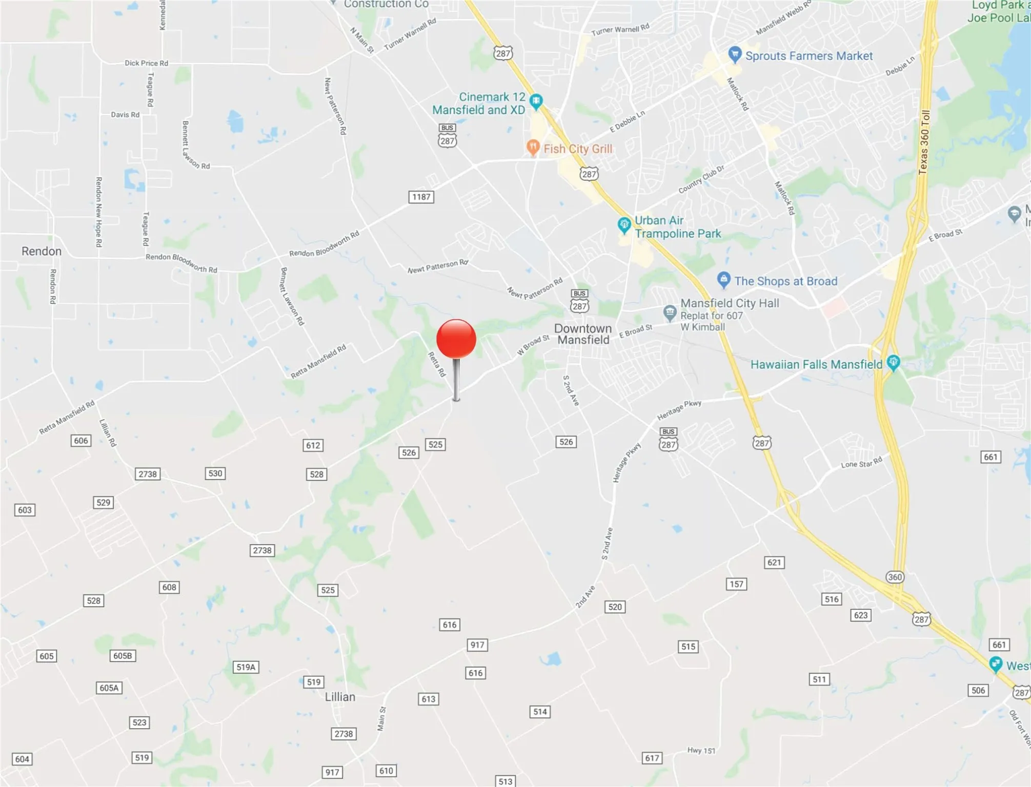 Area Map with property location pin.