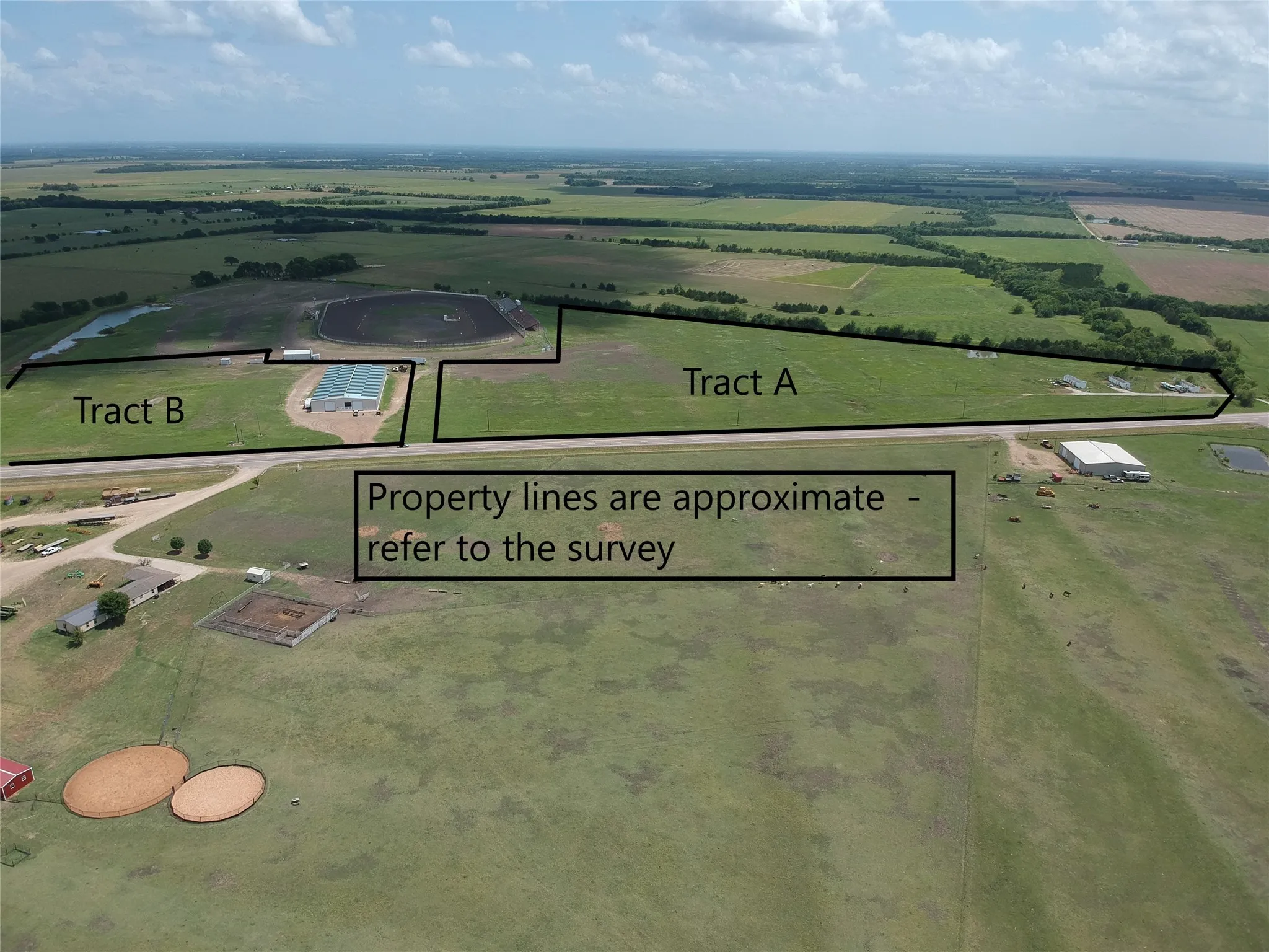 Tract A for sale.  Info on Tract B - see MLS 20173628; Race track behind is not for sale