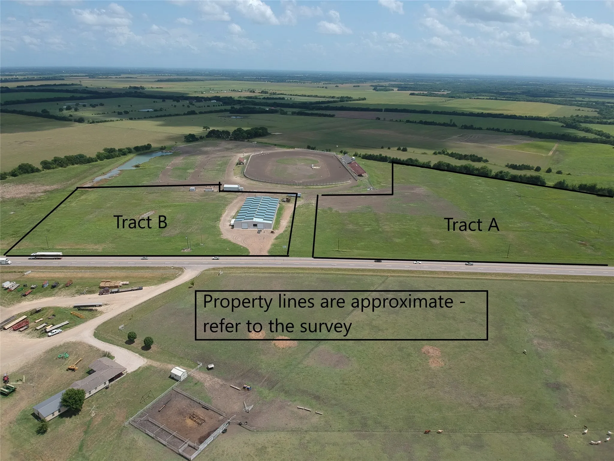 Tract A for sale.  Info on Tract B - see MLS 20173628; Race track behind is not for sale