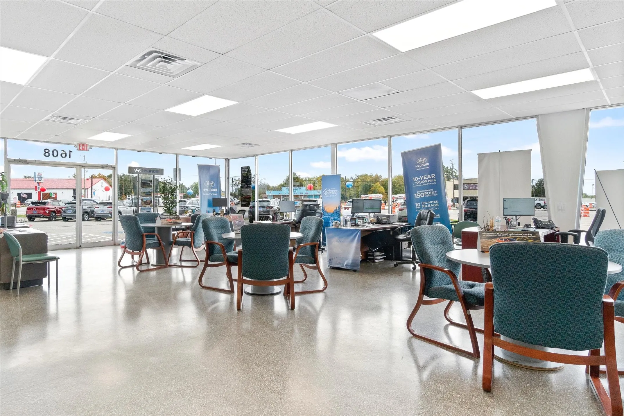 Customer service and car sales area.