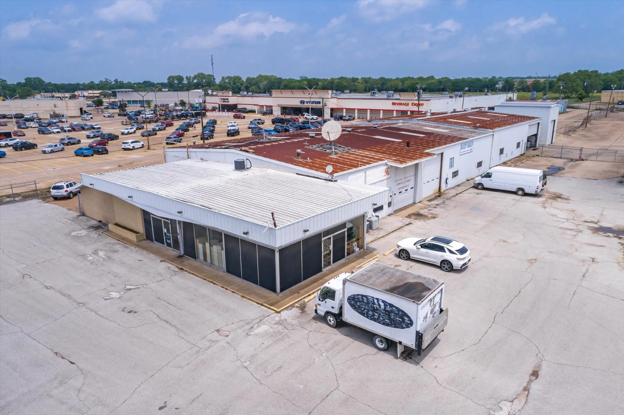 Parts and service building.
