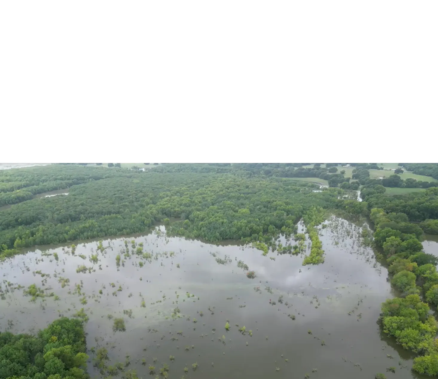 New lake looking west towards property