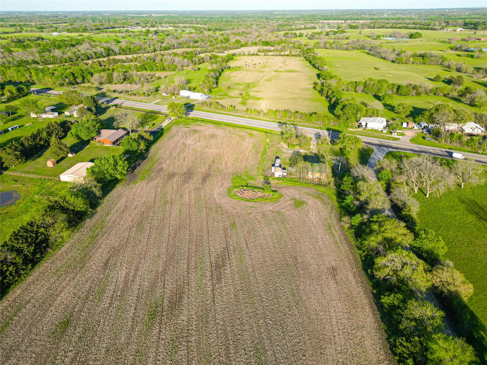 east leg of property with hwy 121 frontage and cr 4120 on the right.