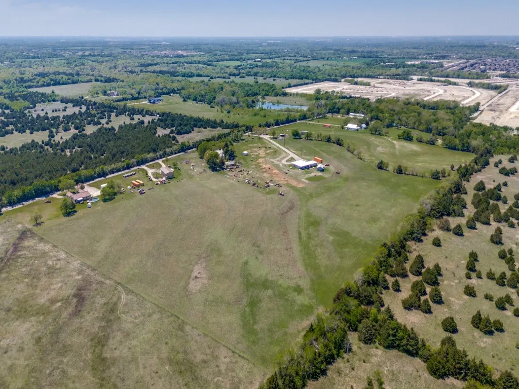 Drone / aerial view from northeast corner of property