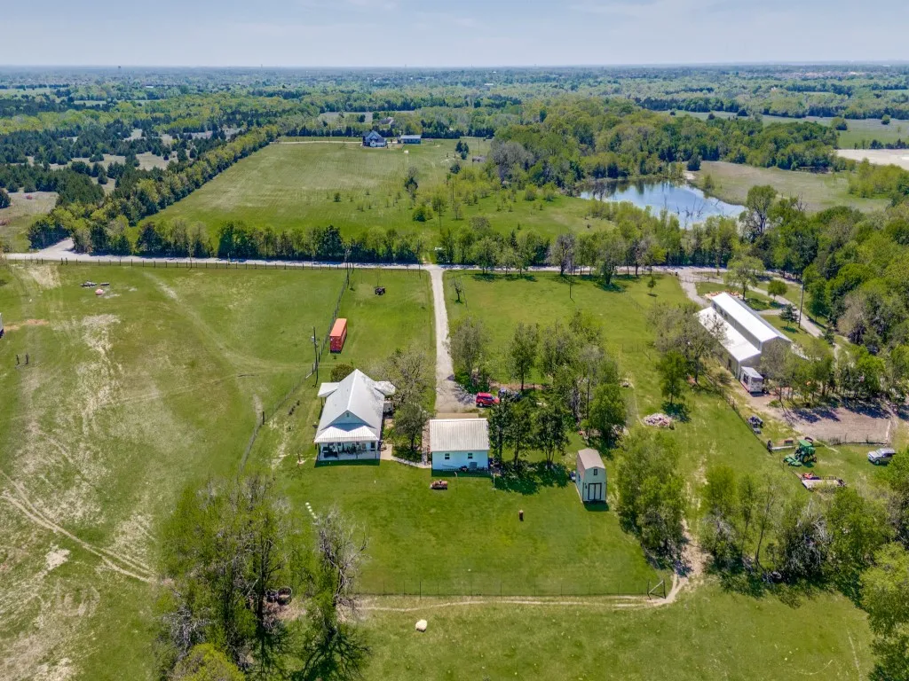 Aerial view with a rural view and a water view