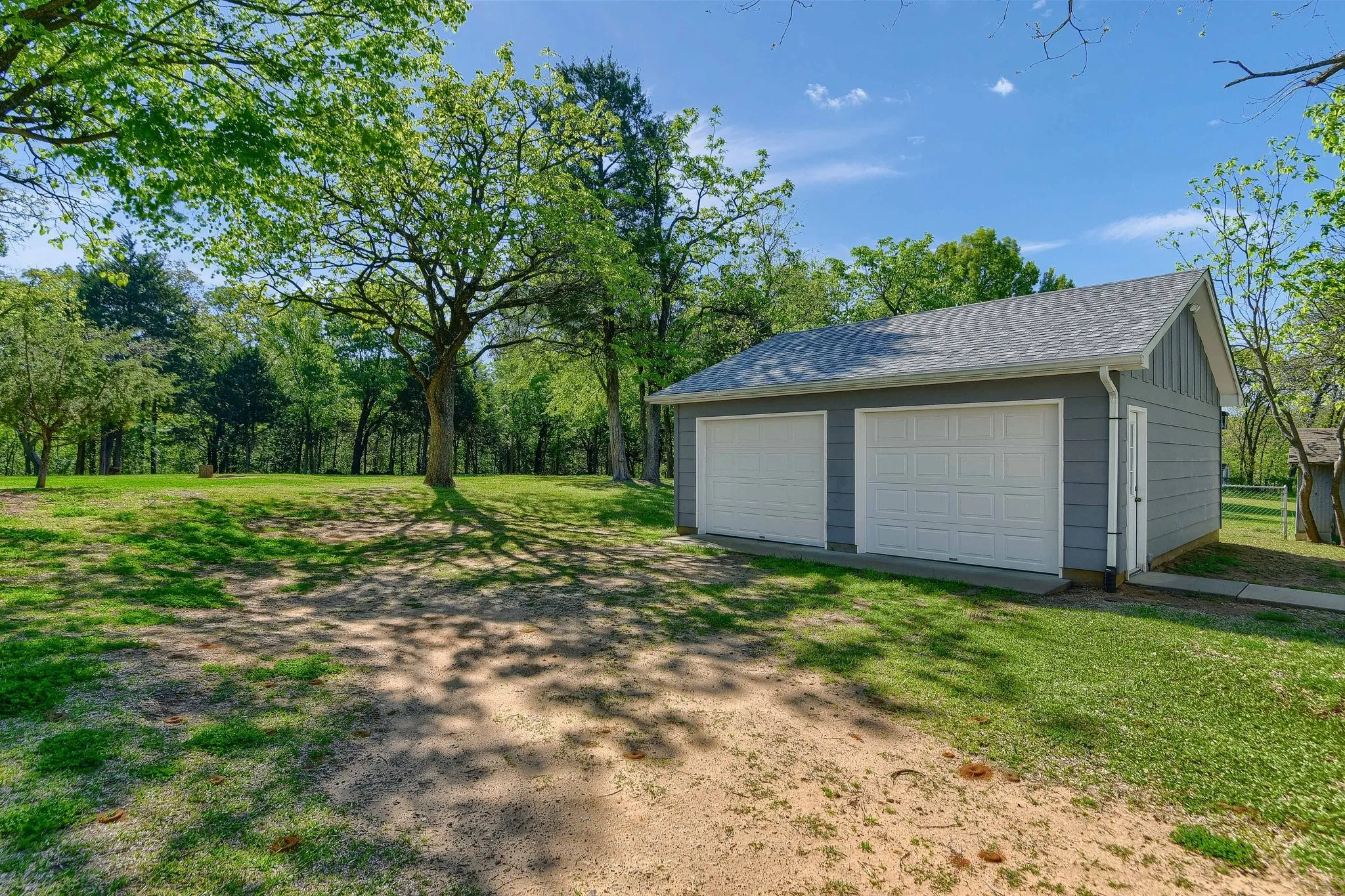Garage with a yard