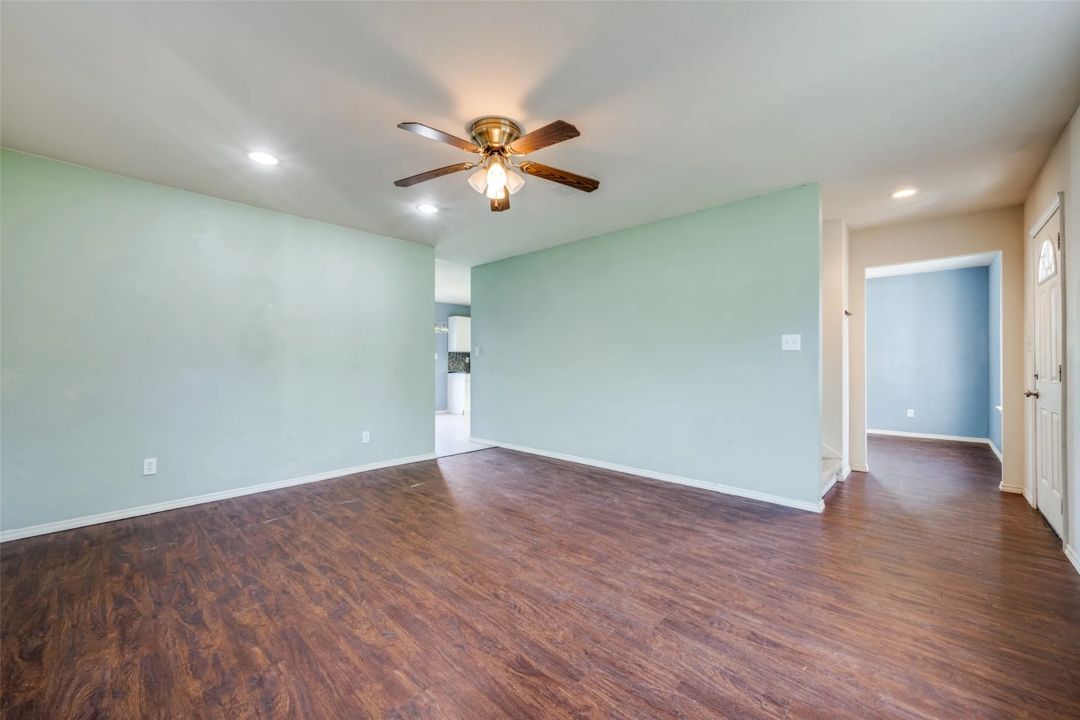 Welcoming living area is great for hanging out with friends or just enjoying Friday night movies with the family.