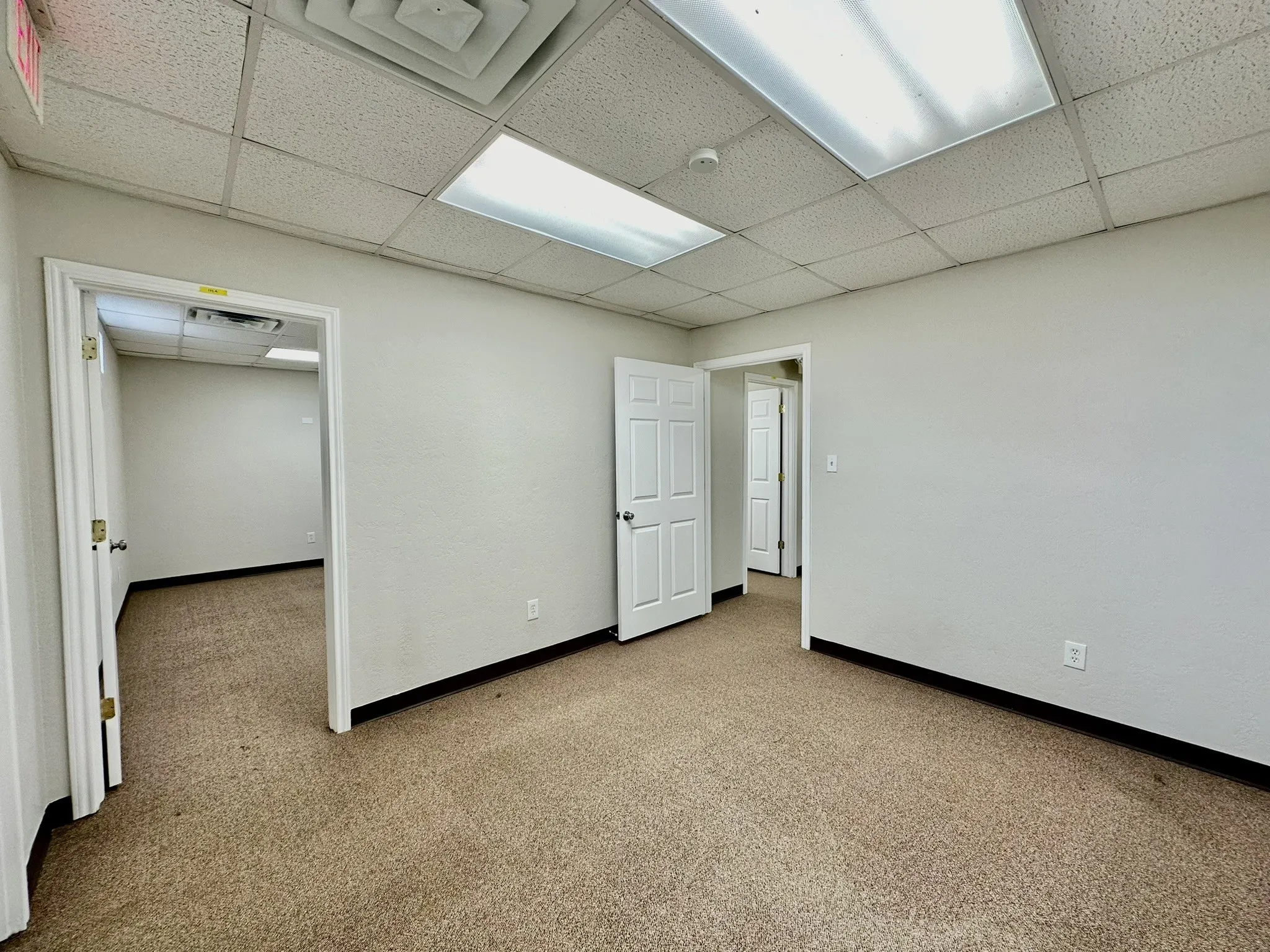 Unfurnished room with carpet and a paneled ceiling
