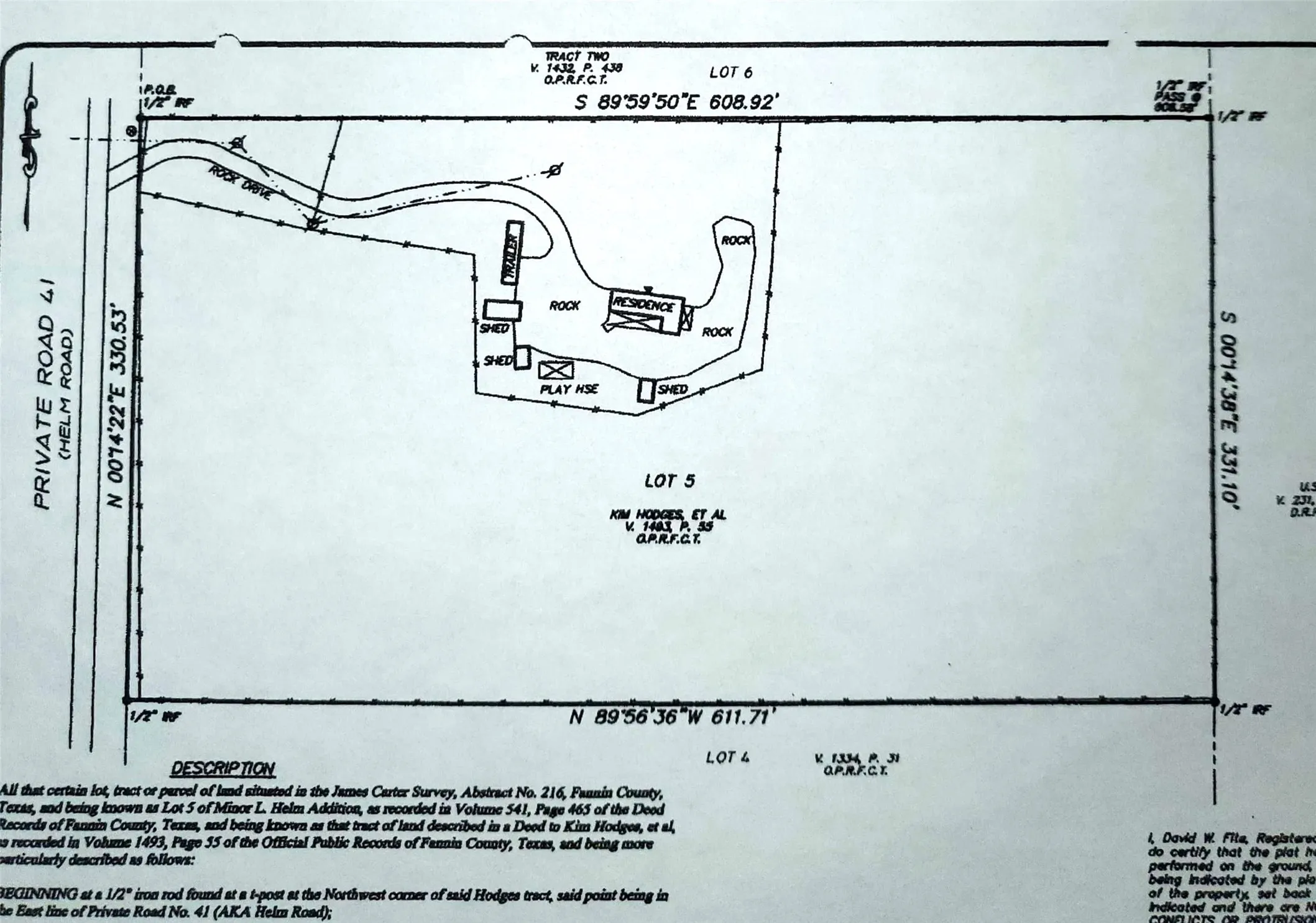 Survey showing 4.635 Acres.