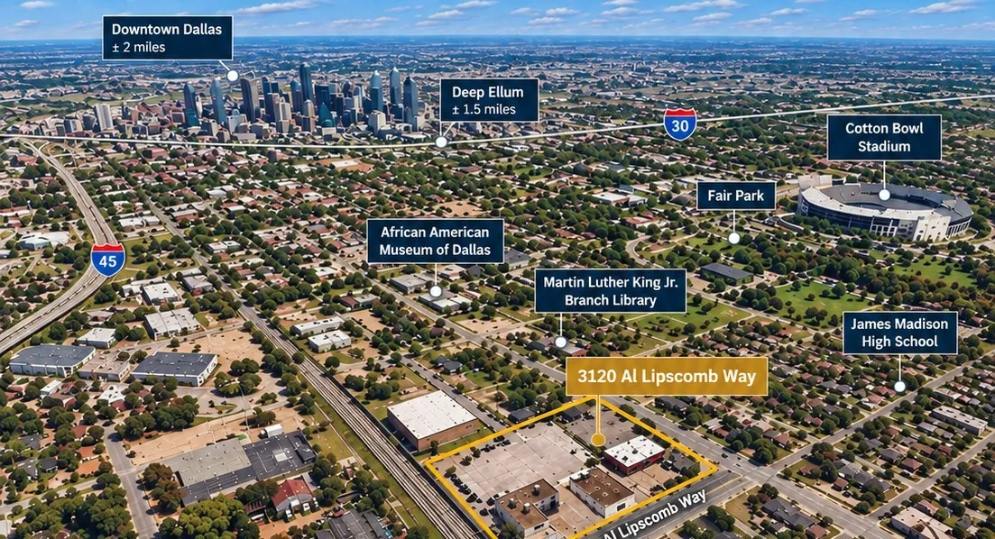 Retail For Sale in Dallas County , 3120 Al Lipscomb Way, Dallas, Texas 75215, 0, 0, Garage spaces, 0 Sqft, built in 1935, Preowned, mls#20617628, Real Estate Agent in Dallas, Homes For Sale in Dallas county, Homes For Sale in Dallas, Realtor in Dallas Texas, Real Estate Brokerage Independent Realty Texas, Luminita Cordes Realtor