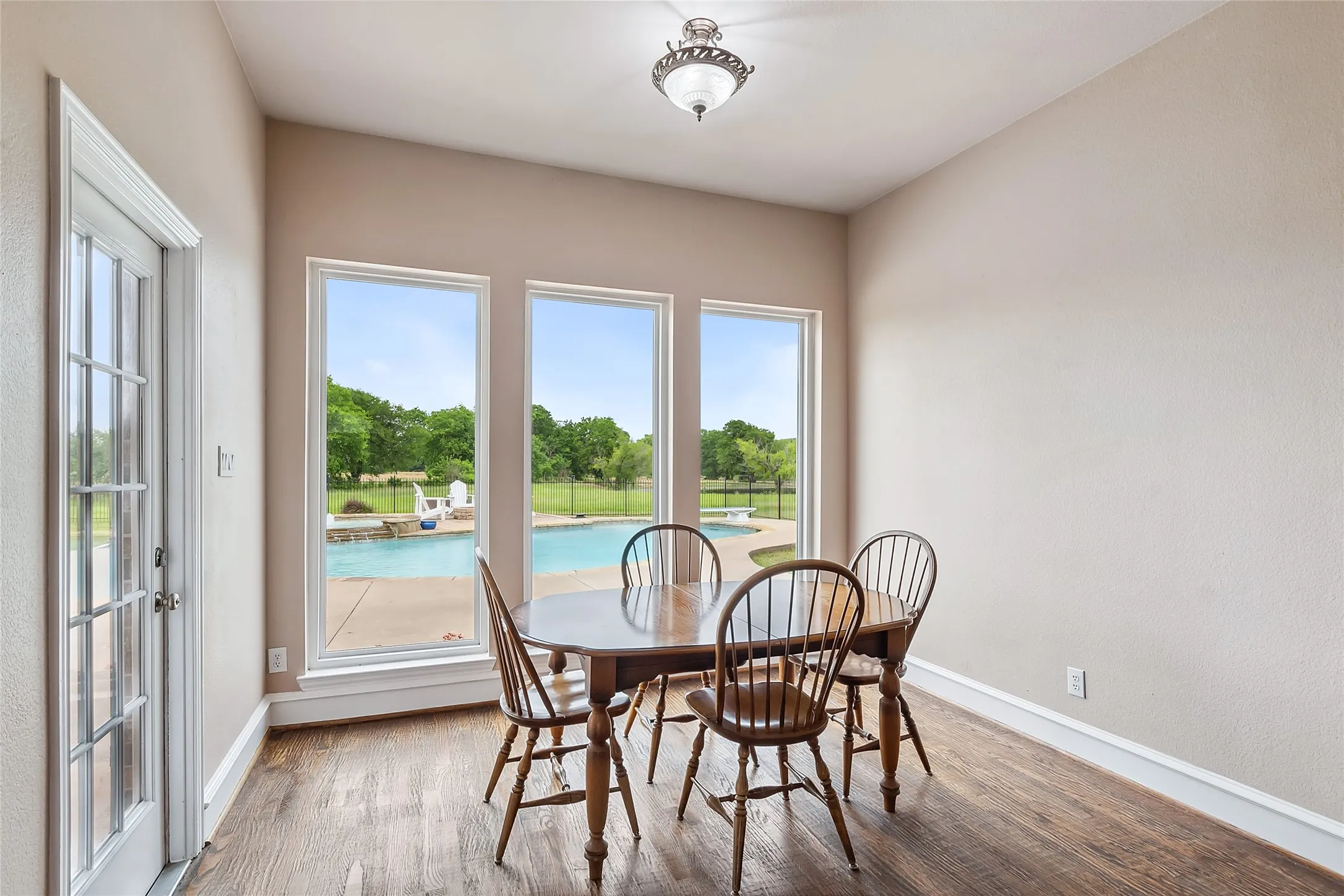 Dining area with hardwood floors