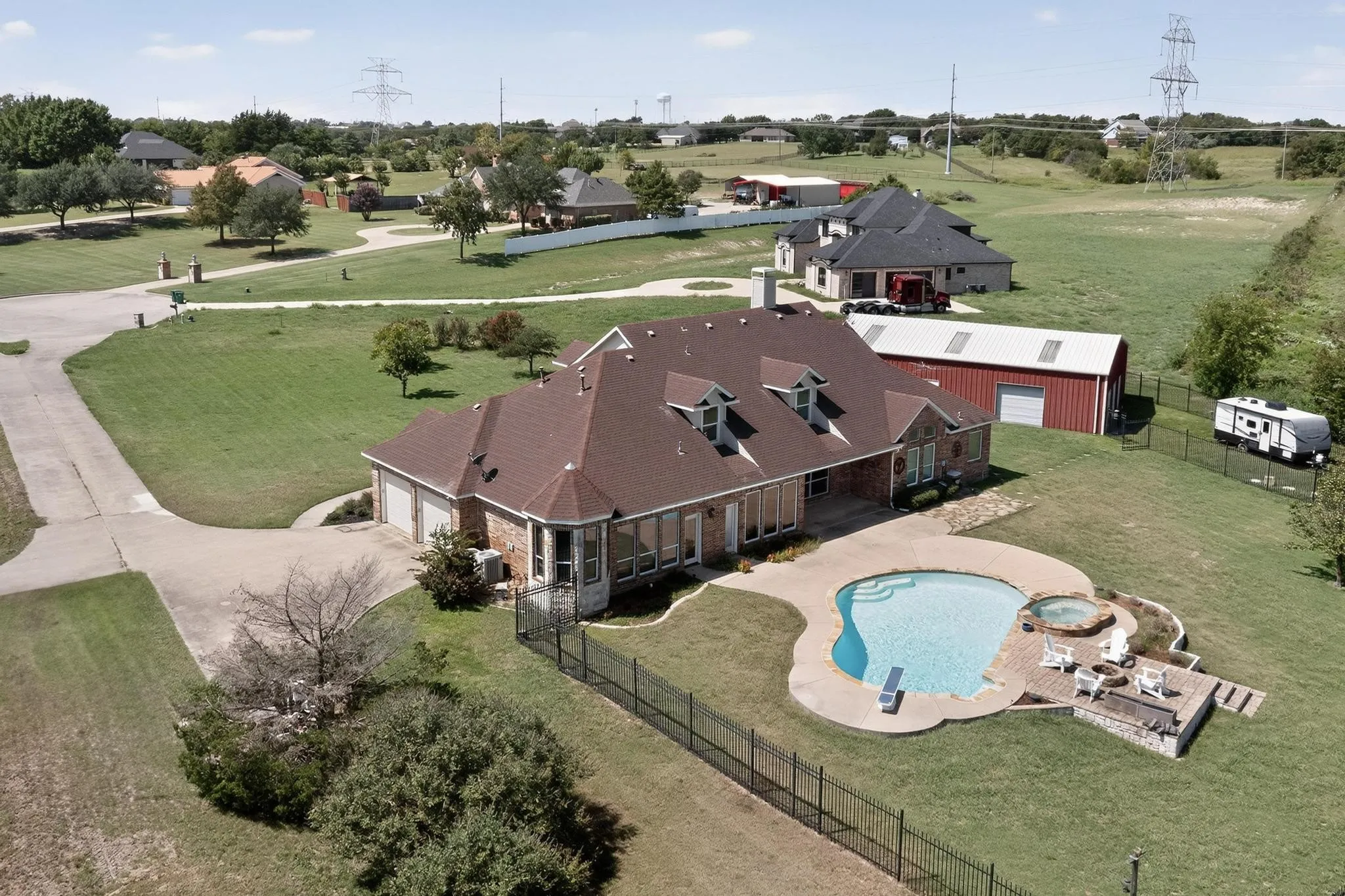 Aerial view of back of house and workshop