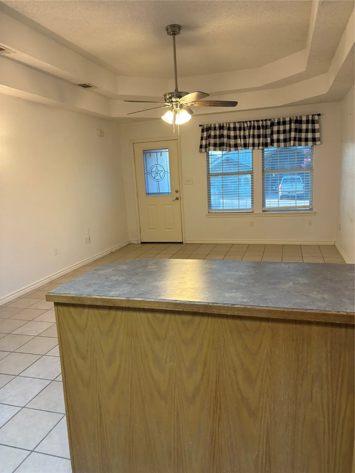 From kitchen into living area