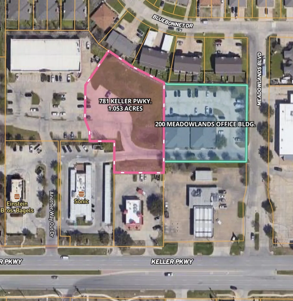Close Up Aerial. Office Building & Adjacent Land