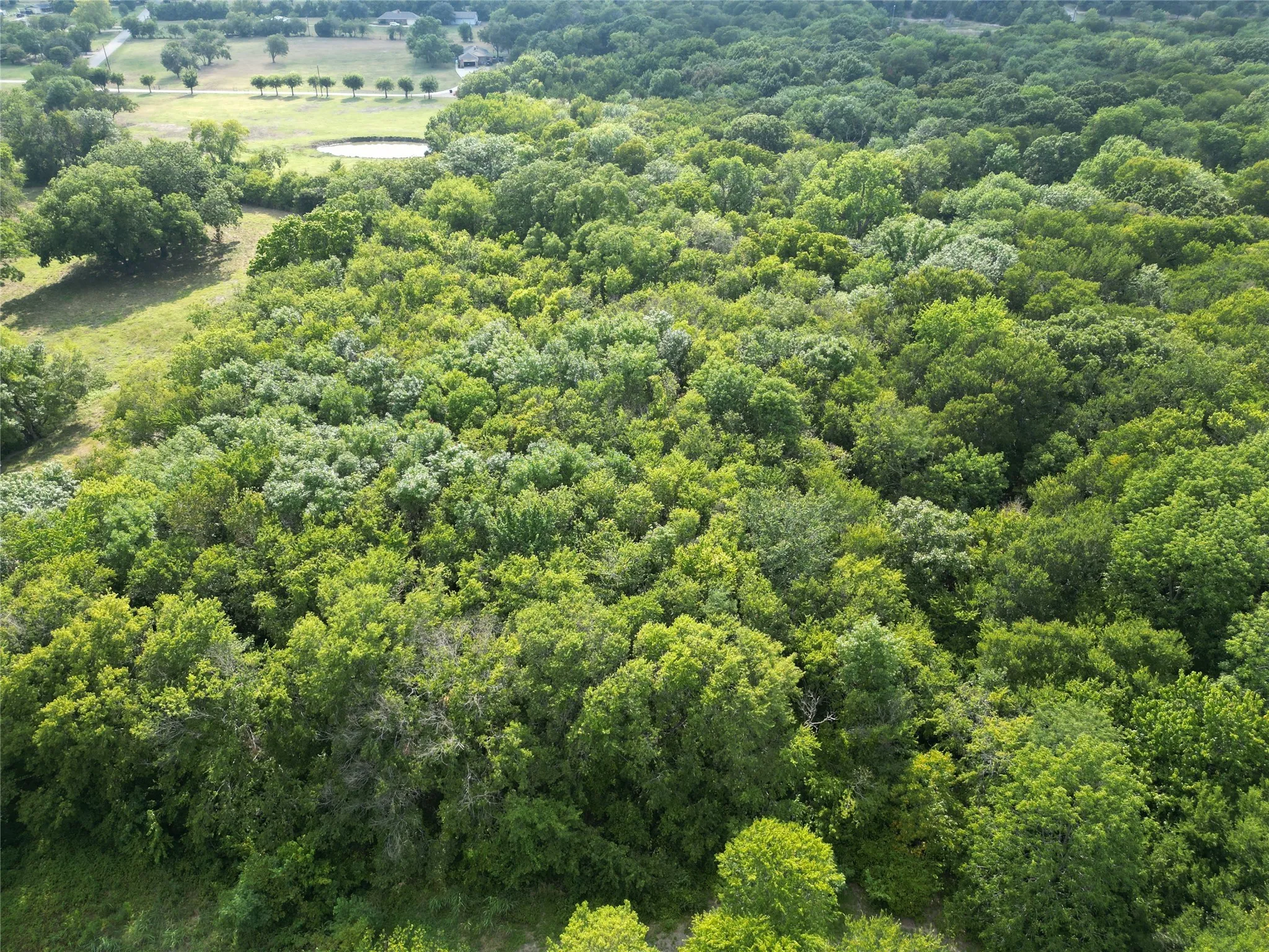 Aerial view of back of property (pond is on adjoining land - not for sale)