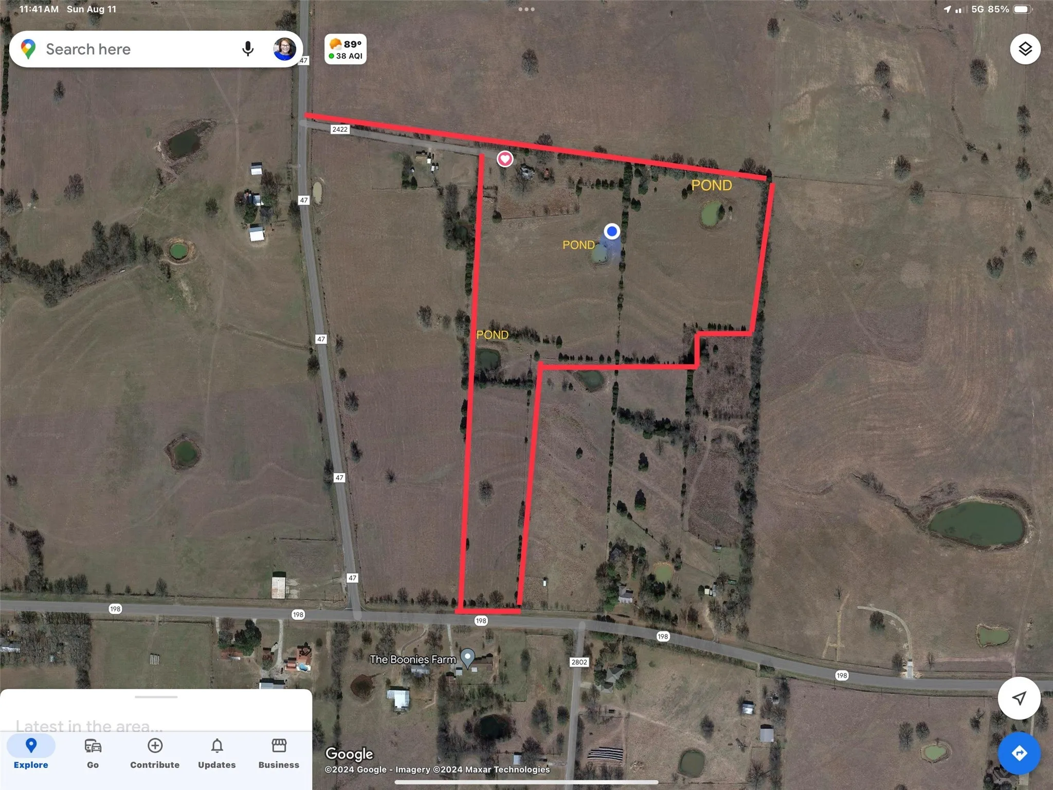 Gate access where the red dot is on the map.