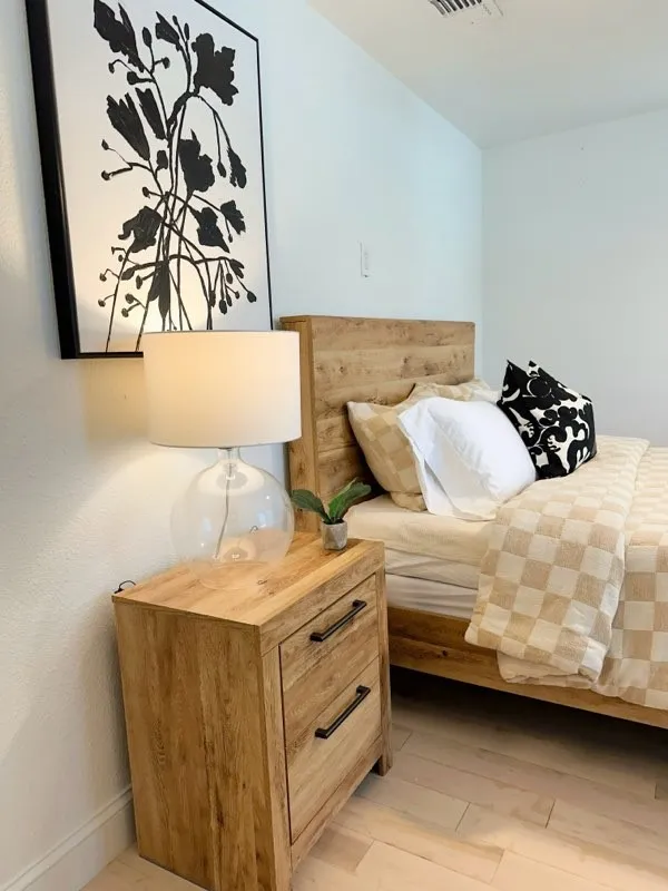 Bedroom with light hardwood / wood-style floors