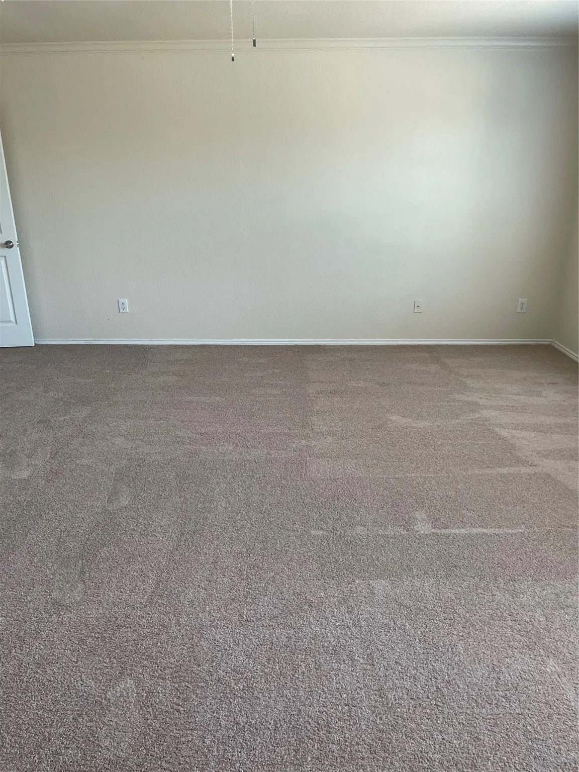 Empty room with crown molding and carpet floors
